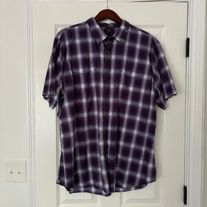 Apt 9 Men’s Short Sleeved Dark Purple Plaid Causal Button Down XXL Shirt